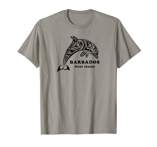 Barbados West Indies Tribal Dolphin T-Shirt - Novelty Apparel for Adults - T-Shirt, Sweatshirt, Hoodie