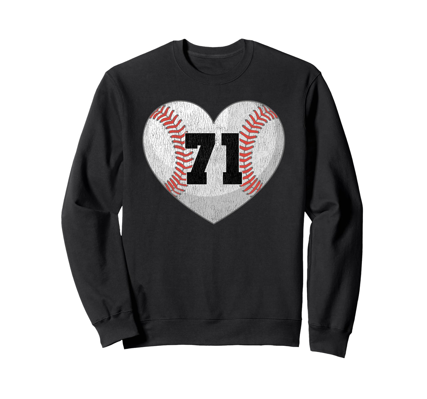 Baseball Number 71 Distressed Sweatshirt - Fun Novelty Design for Adults - T-Shirt, Sweatshirt, Hoodie