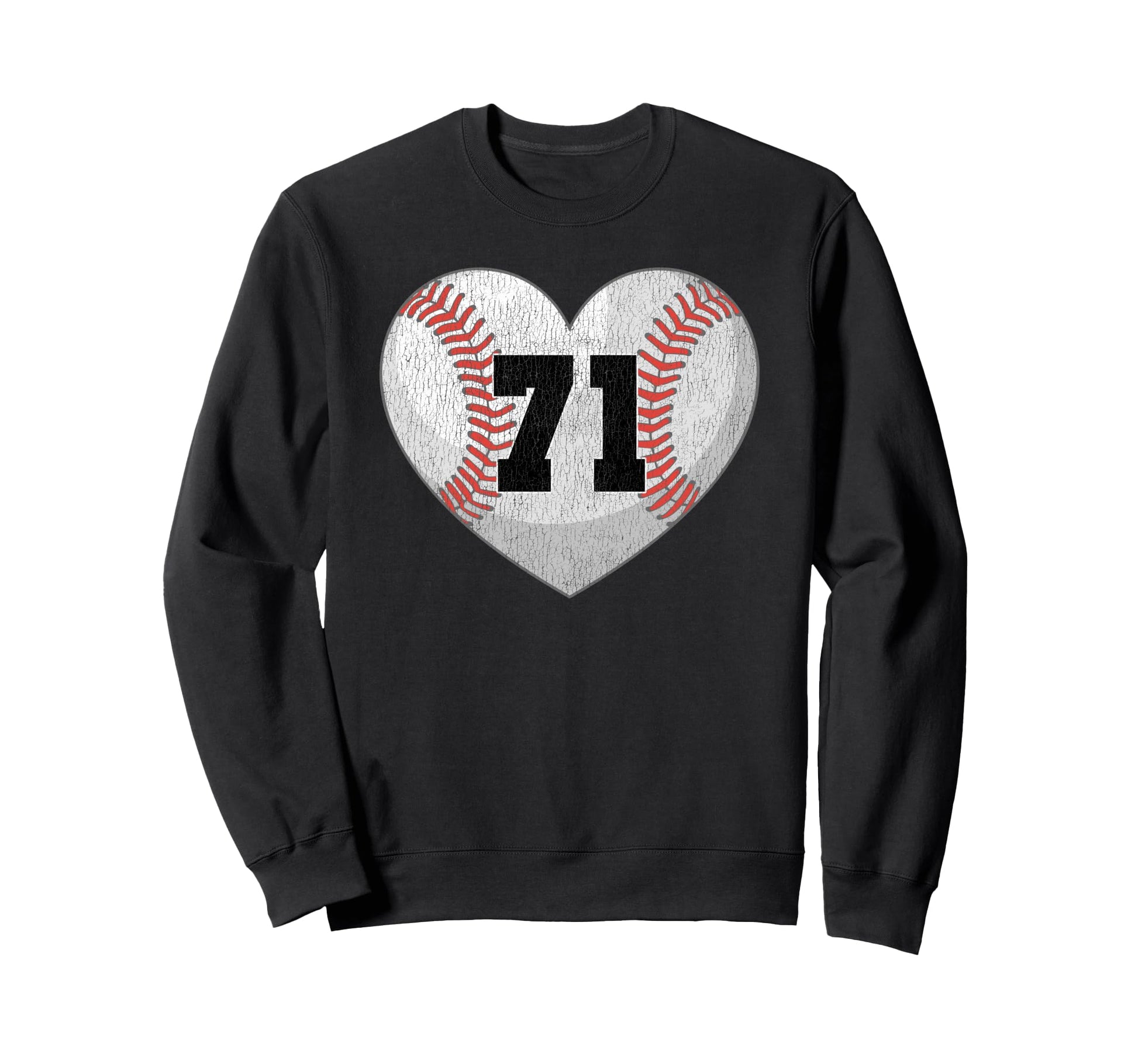 Baseball Number 71 Distressed Sweatshirt - Fun Novelty Design for Adults - T-Shirt, Sweatshirt, Hoodie