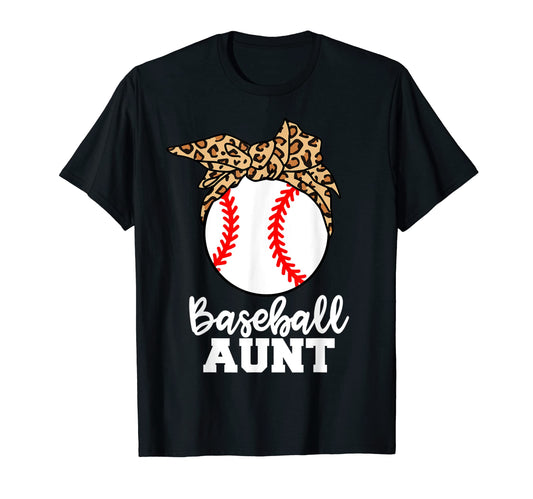 Baseball Aunt Funny Leopard Aunt T-Shirt - Minimalist Print Unisex - T-Shirt, Sweatshirt, Hoodie