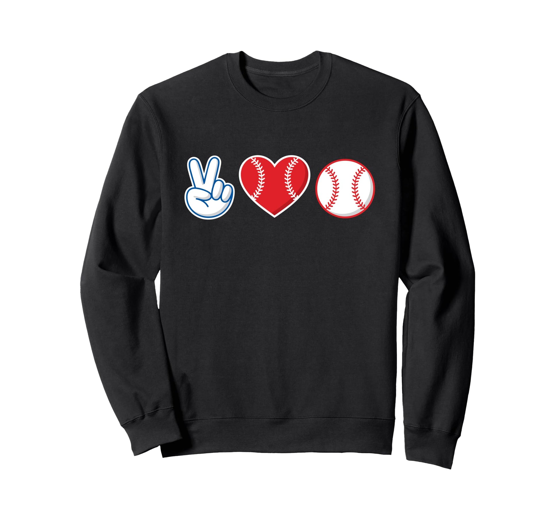 Peace Love Baseball Fan Blue Red Sweatshirt - Fun Novelty Design Men Women - T-Shirt, Sweatshirt, Hoodie