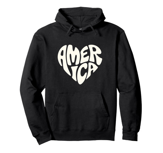 America Bubble Letters Patriotic Hoodie - Fun Novelty Design for Adults - T-Shirt, Sweatshirt, Hoodie