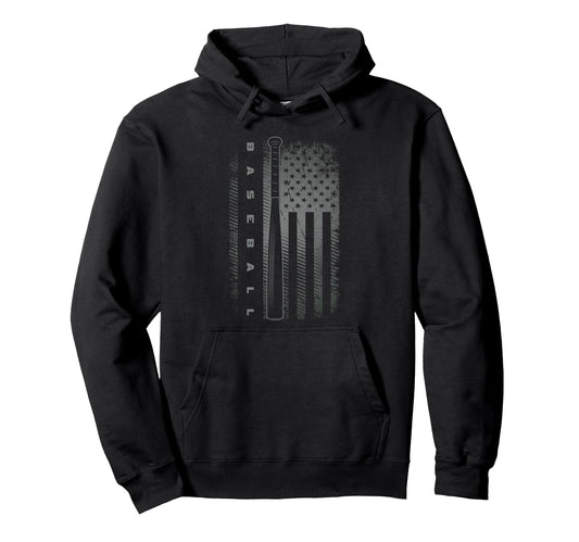 American Flag Baseball Baseball Hoodie - Minimalist Print Men Women - T-Shirt, Sweatshirt, Hoodie