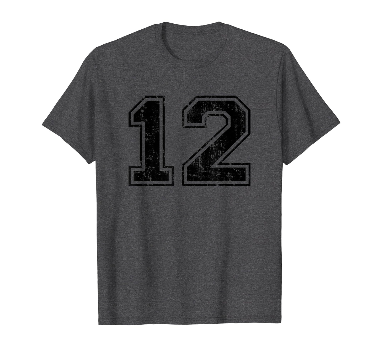 Number 12 Varsity Distressed Sport Team T-Shirt - Novelty Apparel Unisex - T-Shirt, Sweatshirt, Hoodie