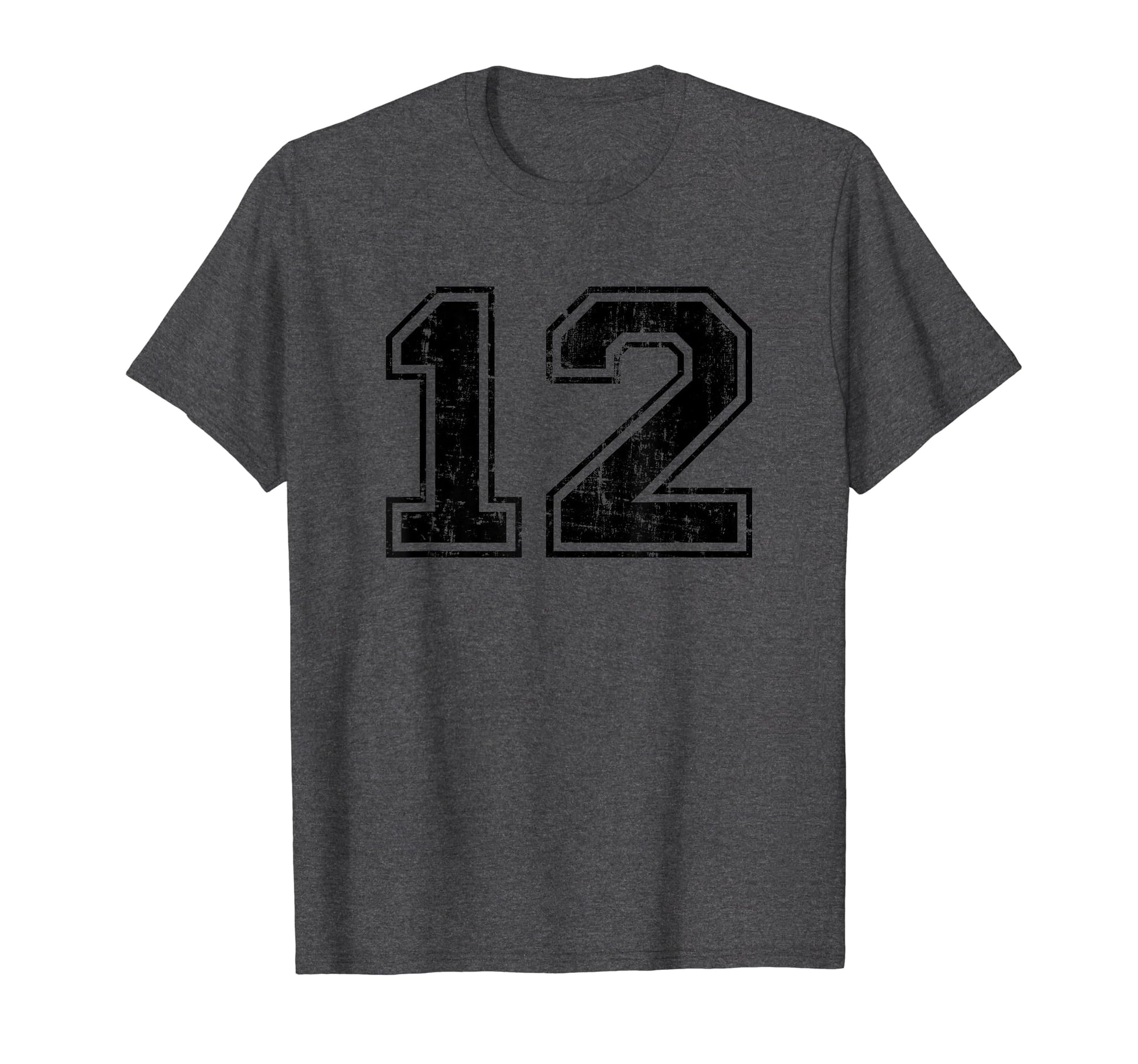Number 12 Varsity Distressed Sport Team T-Shirt - Novelty Apparel Unisex - T-Shirt, Sweatshirt, Hoodie
