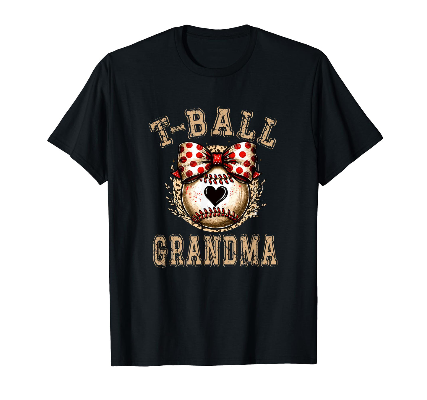 T Ball Grandma Ball Bow Baseball Teen T-Shirt - Trendy Graphic for Adults - T-Shirt, Sweatshirt, Hoodie