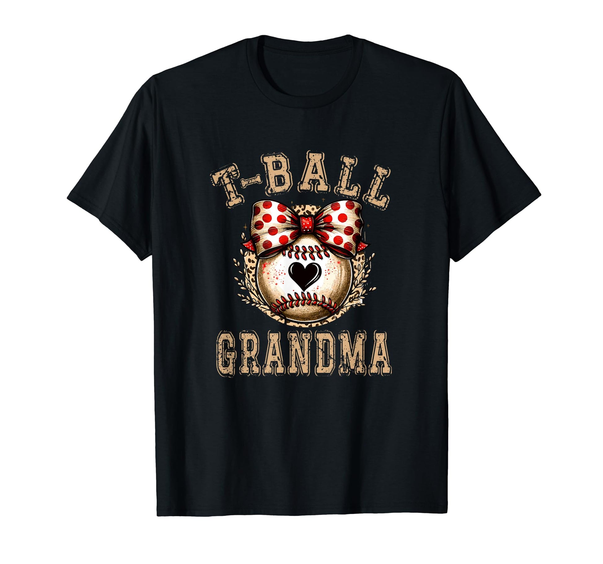 T Ball Grandma Ball Bow Baseball Teen T-Shirt - Trendy Graphic for Adults - T-Shirt, Sweatshirt, Hoodie