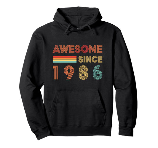 Awesome Since 1986 Birthday Born 1986 Hoodie - Minimalist Print for Adults - T-Shirt, Sweatshirt, Hoodie