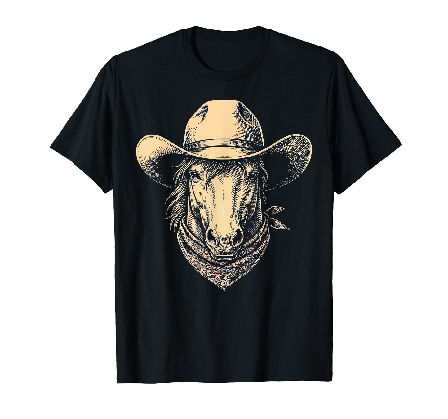 Horse Cowboy Hat Bandana Western T-Shirt - Unique Graphic Unisex - T-Shirt, Sweatshirt, Hoodie