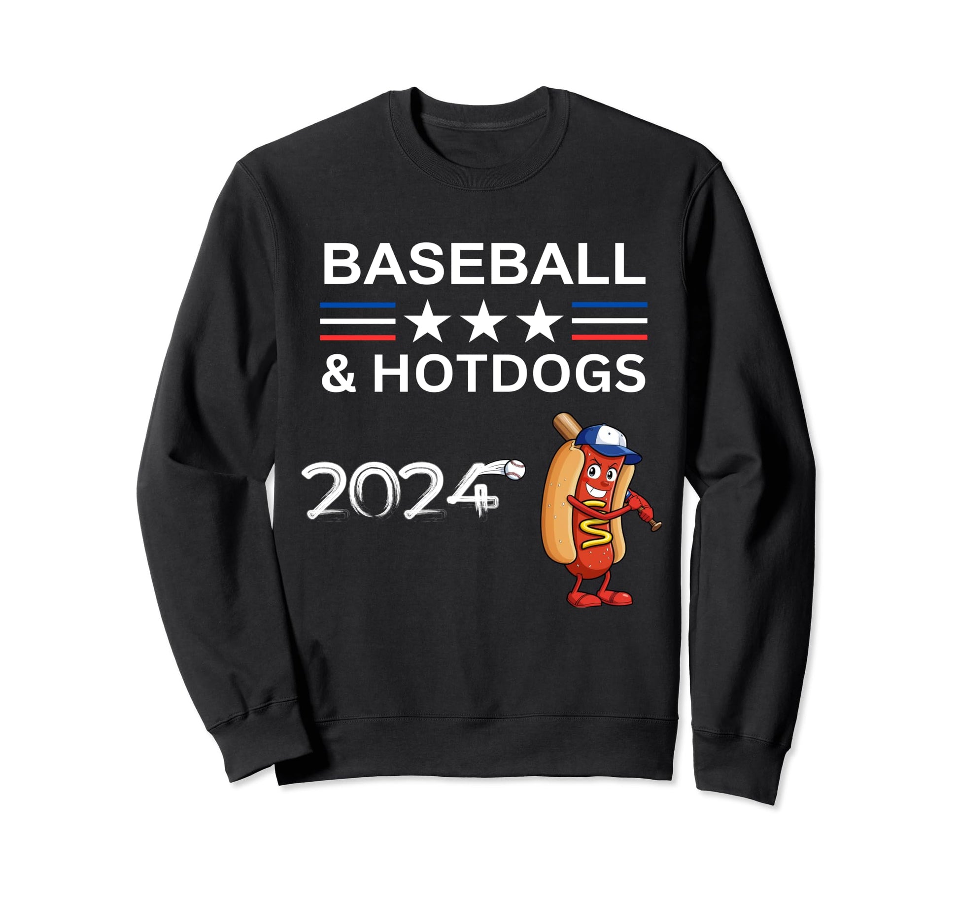 Baseball And Hotdogs 2024 Funny Sweatshirt - Novelty Apparel Men Women - T-Shirt, Sweatshirt, Hoodie