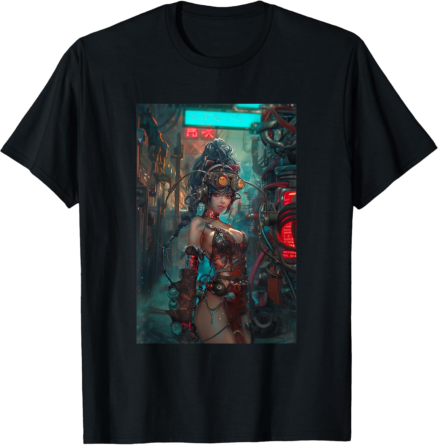 Sexy Anime Girl Steampunk Merch for Men Cyberpunk - Adult & Kids T-Shirts, Sweatshirts & Hoodies apparel design preview 1