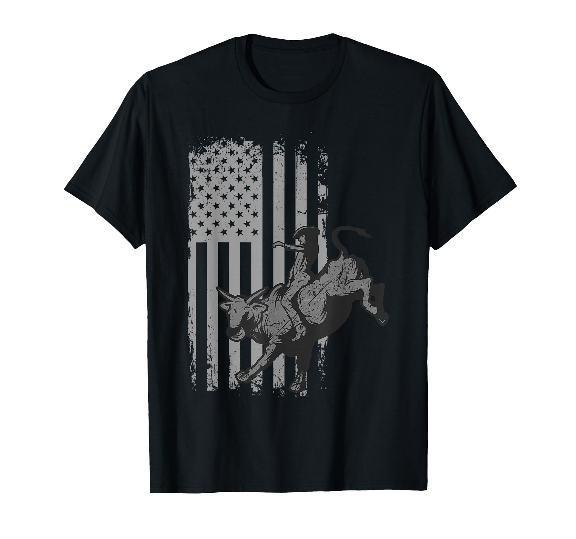 American Flag Bucking Bull Riding T-Shirt - Trendy Graphic Men Women - T-Shirt, Sweatshirt, Hoodie
