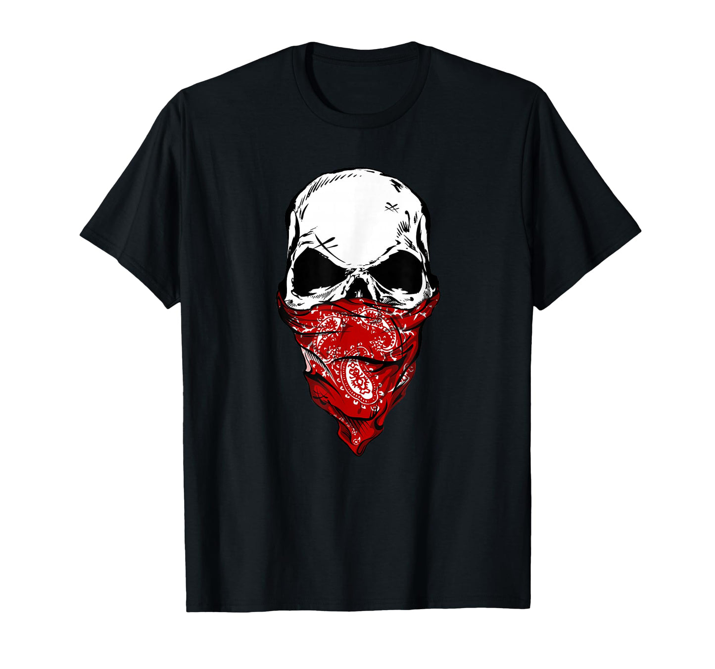 Fearless Skeleton Skull Head Red Bandana T-Shirt - Unique Graphic Unisex - T-Shirt, Sweatshirt, Hoodie