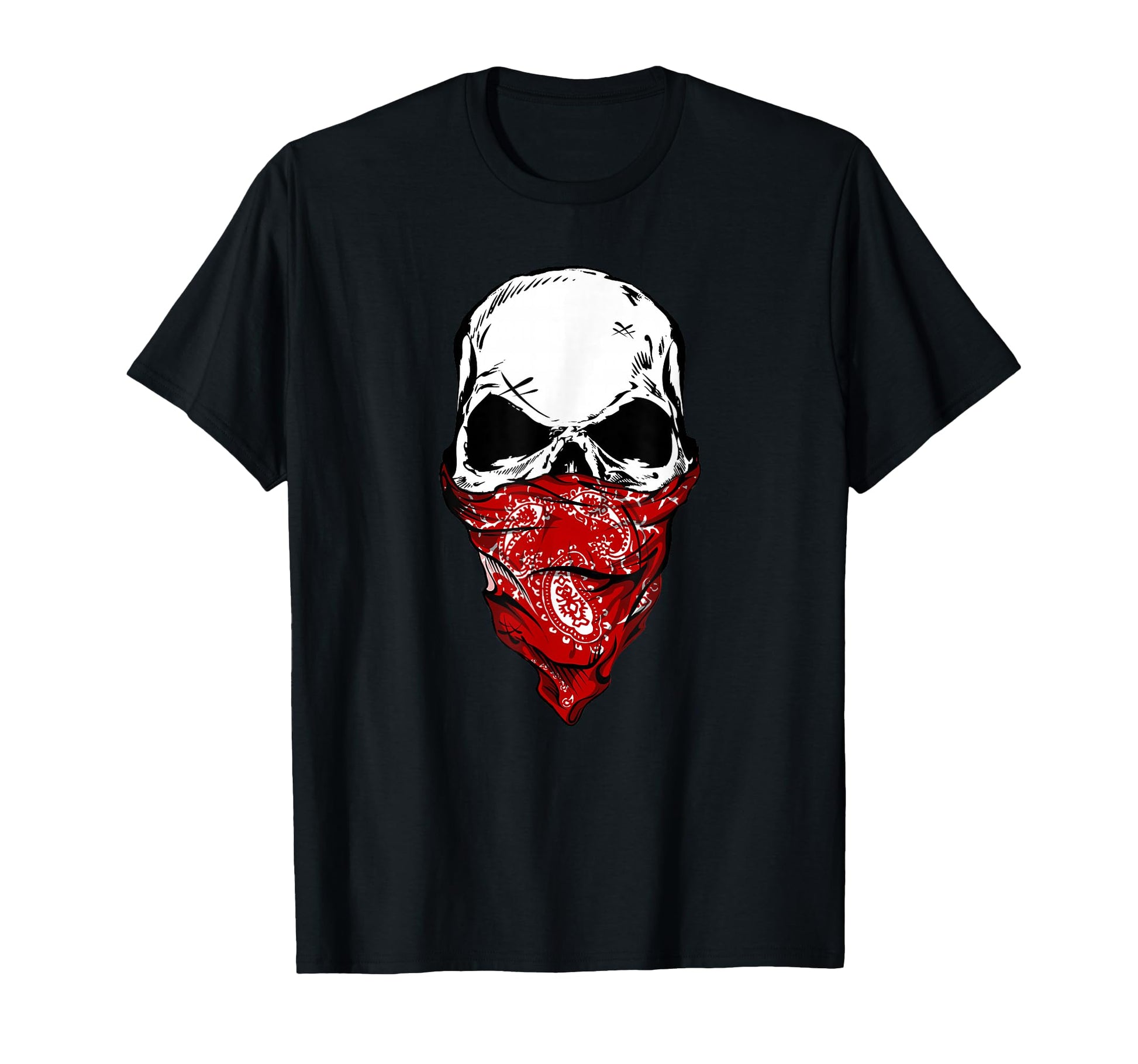 Fearless Skeleton Skull Head Red Bandana T-Shirt - Unique Graphic Unisex - T-Shirt, Sweatshirt, Hoodie