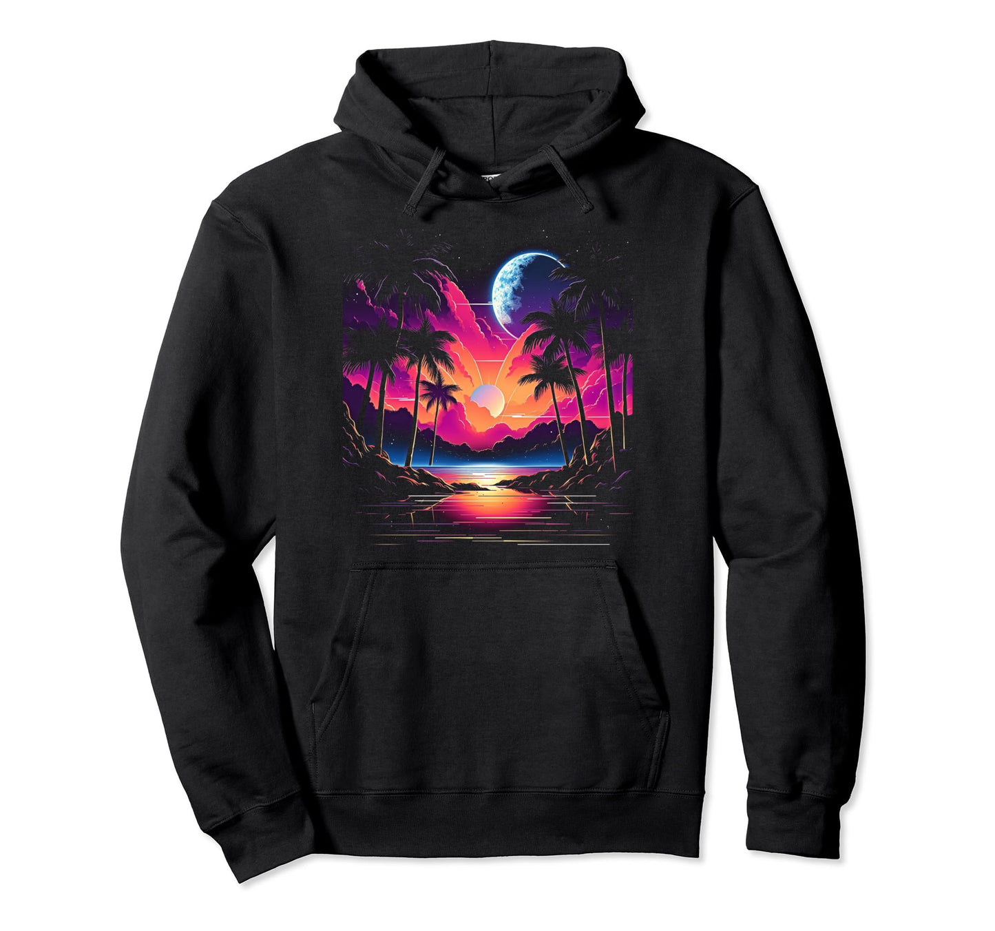 Vaporwave Solar System 80S Hoodie - Casual Everyday Wear Men Women - T-Shirt, Sweatshirt, Hoodie