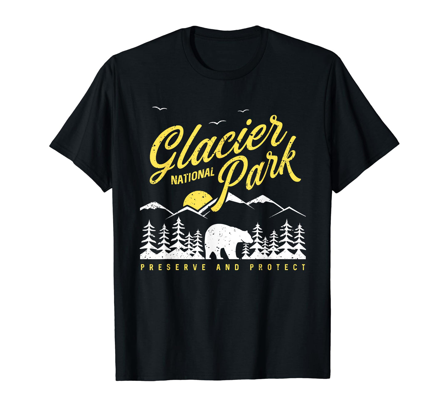 Glacier National Park Montana Bear T-Shirt - Fun Novelty Design Men Women - T-Shirt, Sweatshirt, Hoodie