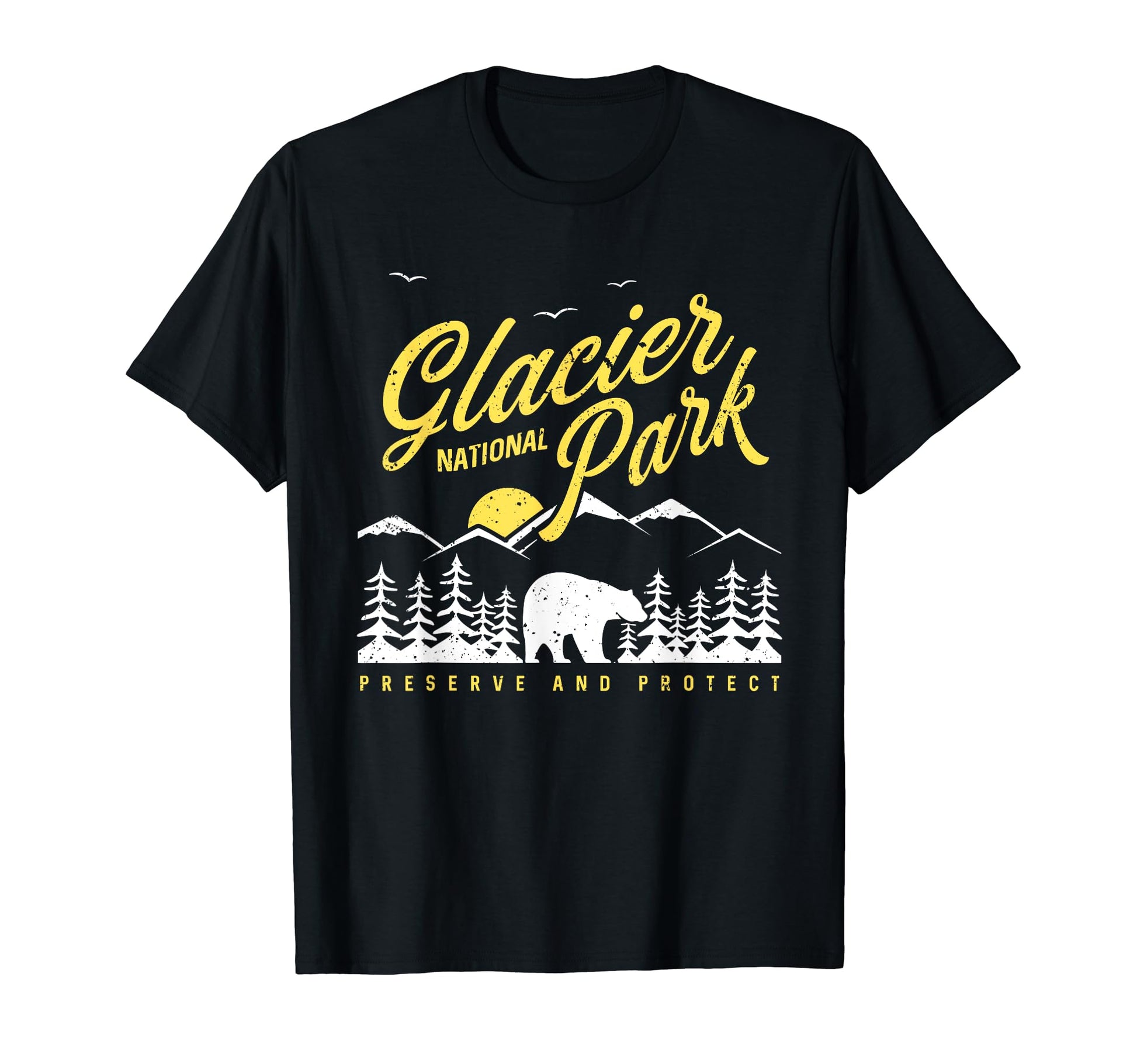 Glacier National Park Montana Bear T-Shirt - Fun Novelty Design Men Women - T-Shirt, Sweatshirt, Hoodie