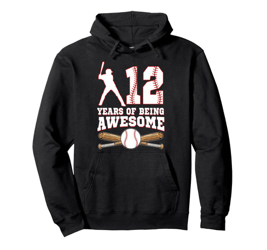 12 Years Being Awesome 12Th Birthday Hoodie - Graphic Print for Adults - T-Shirt, Sweatshirt, Hoodie