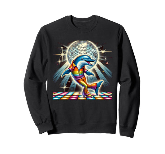 Aesthetic Dolphin Disco Sweatshirt - Aesthetic Graphic Unisex - T-Shirt, Sweatshirt, Hoodie
