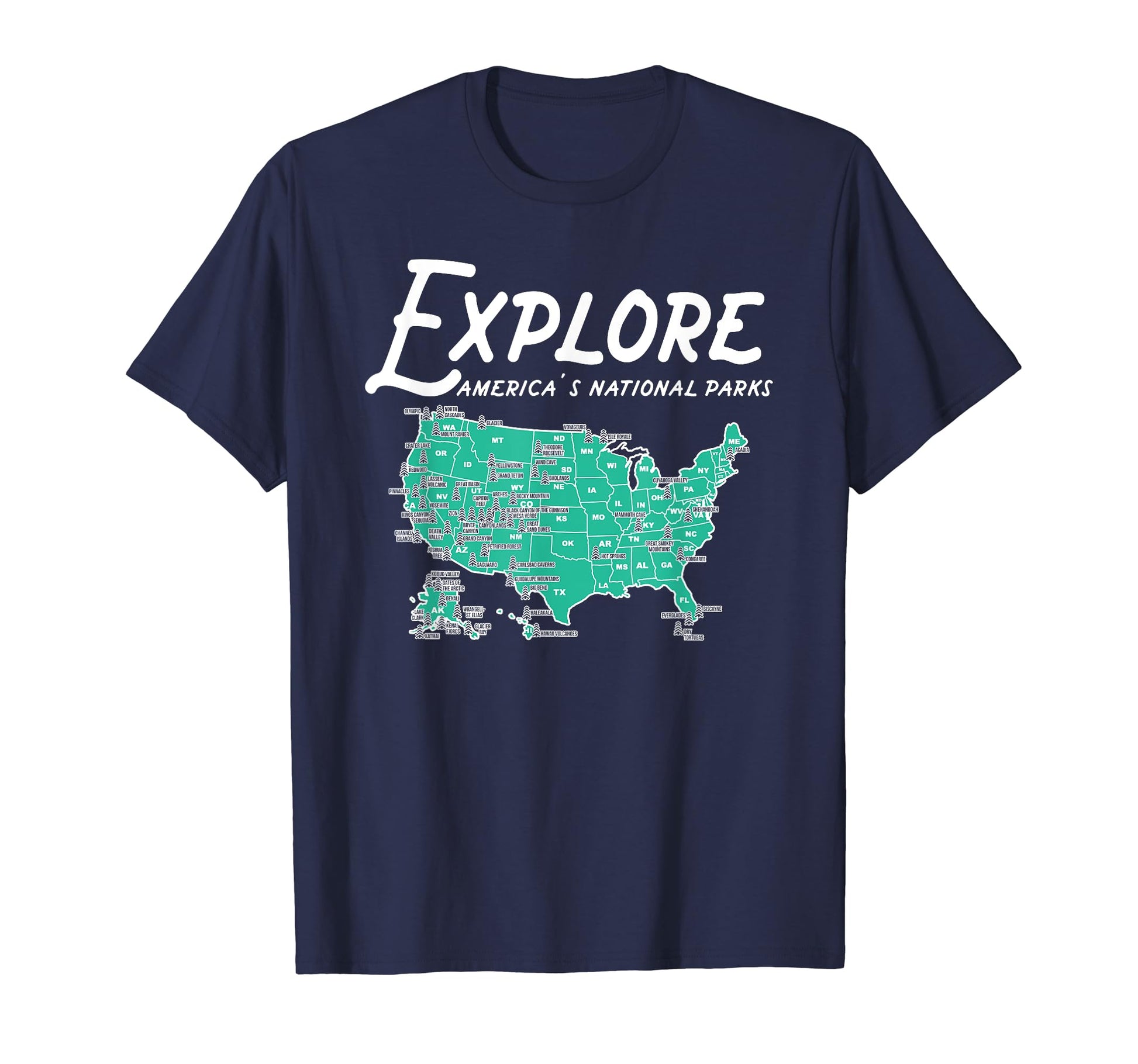Explore All National Parks America Map T-Shirt - Streetwear Style Men Women - T-Shirt, Sweatshirt, Hoodie