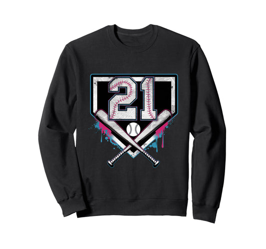 21Th Birthday Baseball Home Ice Cream Sweatshirt - Trendy Graphic Unisex - T-Shirt, Sweatshirt, Hoodie