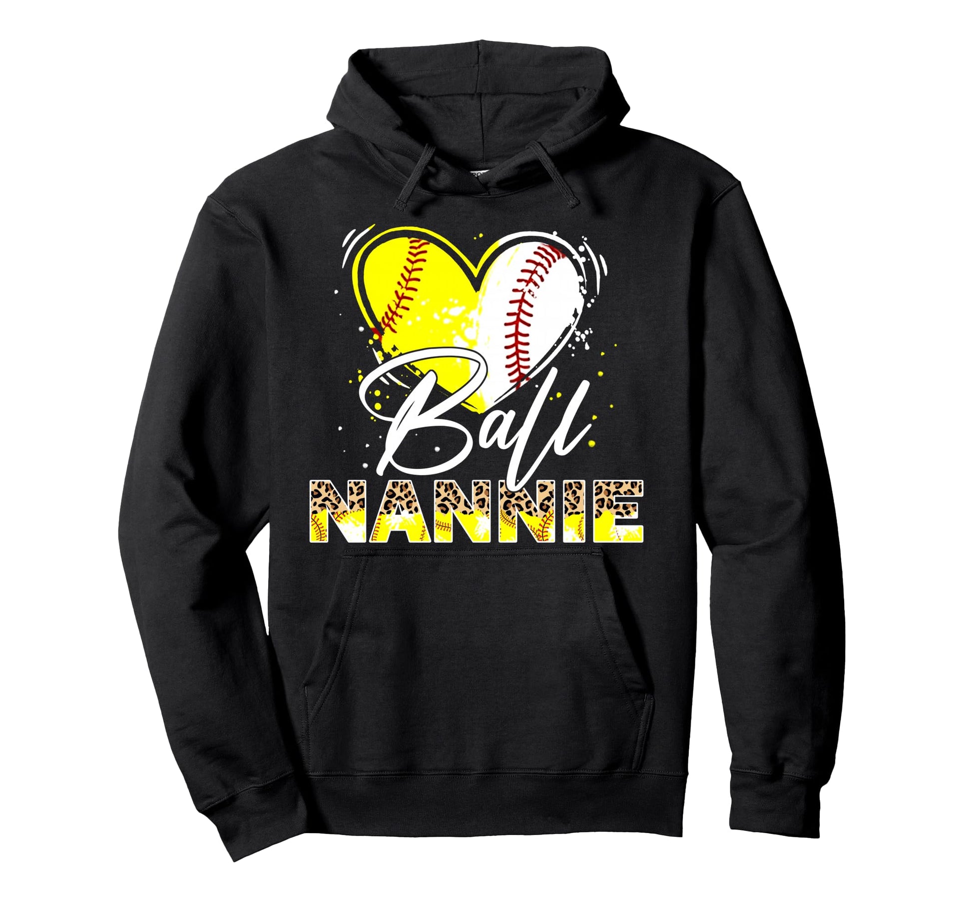 Ball Nannie Leopard Baseball Softball Hoodie - Custom Art Print Men Women - T-Shirt, Sweatshirt, Hoodie