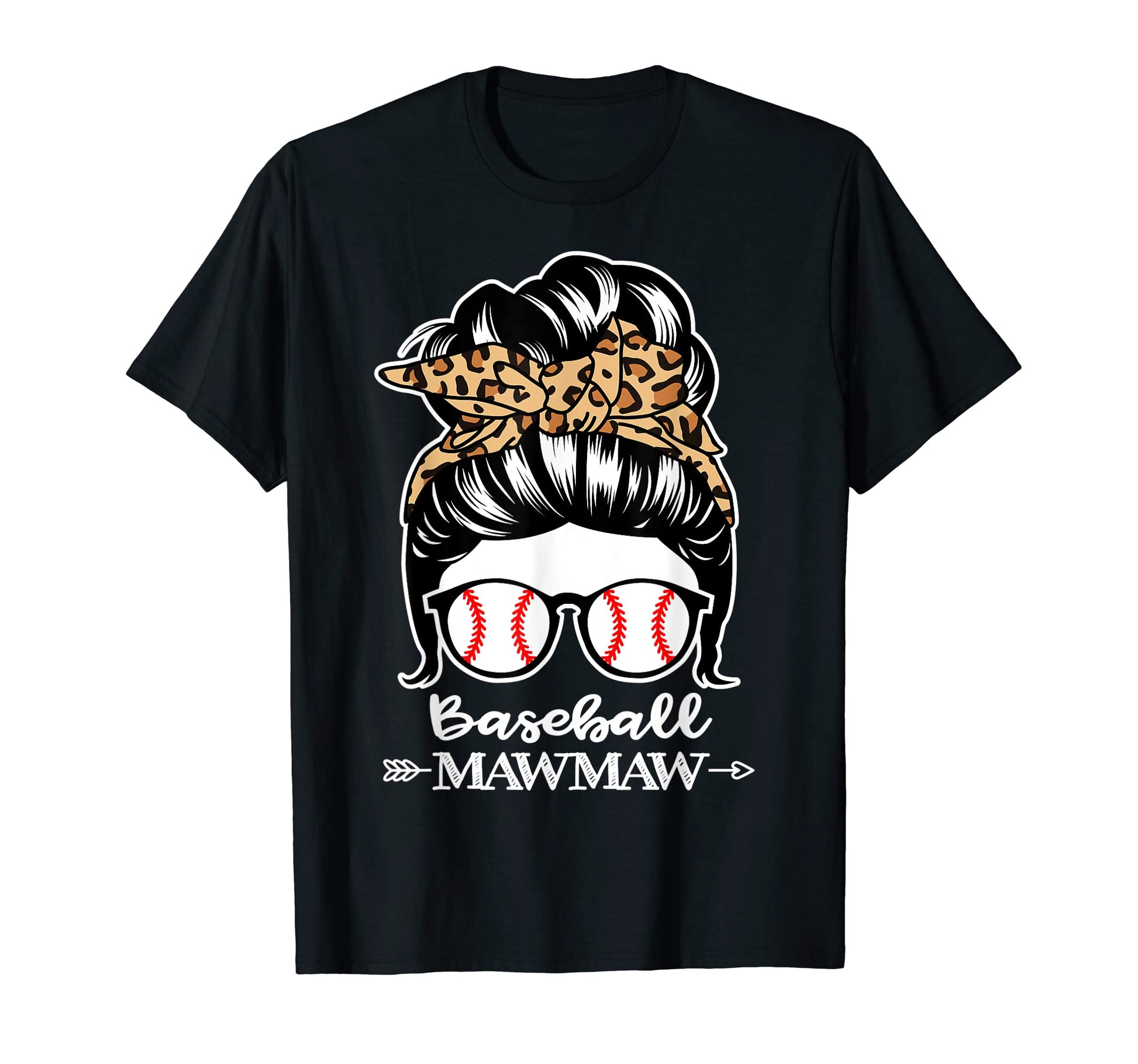Baseball Mawmaw Messy Bun Hair Funny T-Shirt - Custom Art Print Unisex - T-Shirt, Sweatshirt, Hoodie