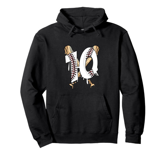 10Th Birthday Baseball Hoodie - Unique Graphic Men Women - T-Shirt, Sweatshirt, Hoodie