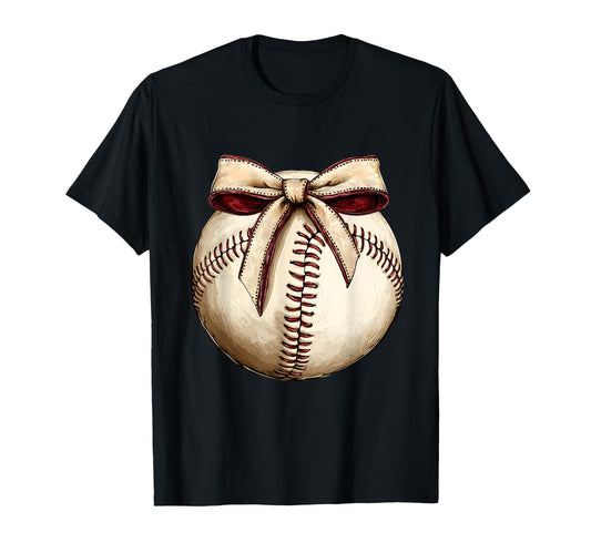 Baseball Coquette Bow Baseball Mom T-Shirt - Minimalist Print for Adults - T-Shirt, Sweatshirt, Hoodie