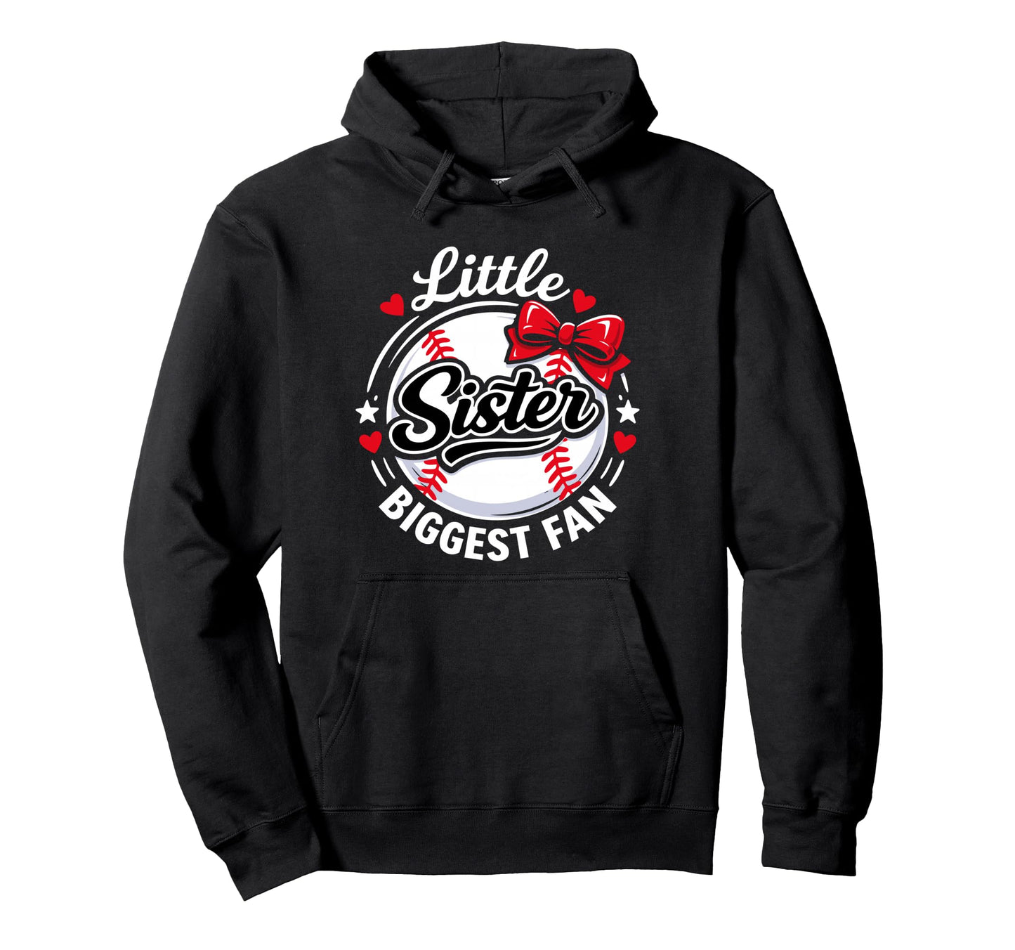 Funny Little Sister Biggest Fan Bow Hoodie - Casual Everyday Wear Unisex - T-Shirt, Sweatshirt, Hoodie