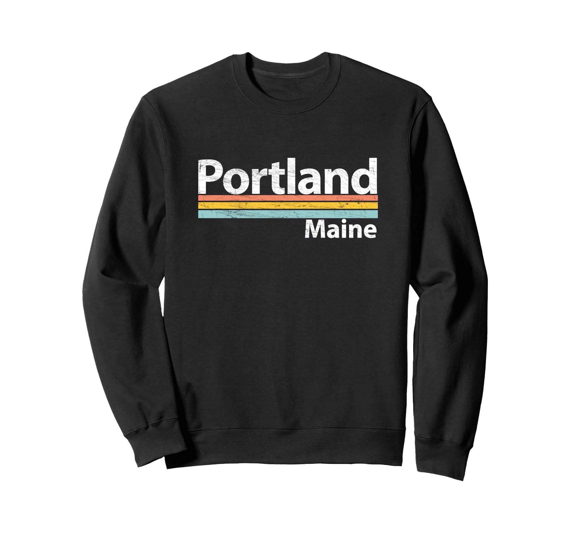 Portland Maine Worn Stripes Sweatshirt - Aesthetic Graphic Unisex - T-Shirt, Sweatshirt, Hoodie