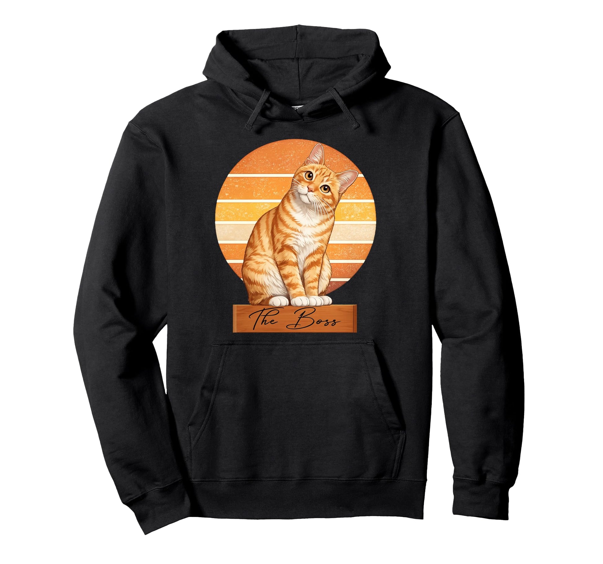 Orange Tabby Cat Lovers Boss Sunset Hoodie - Streetwear Style Men Women - T-Shirt, Sweatshirt, Hoodie