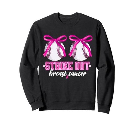 Baseball Boobs Strike Out Breast Cancer Sweatshirt - Unique Graphic Unisex - T-Shirt, Sweatshirt, Hoodie
