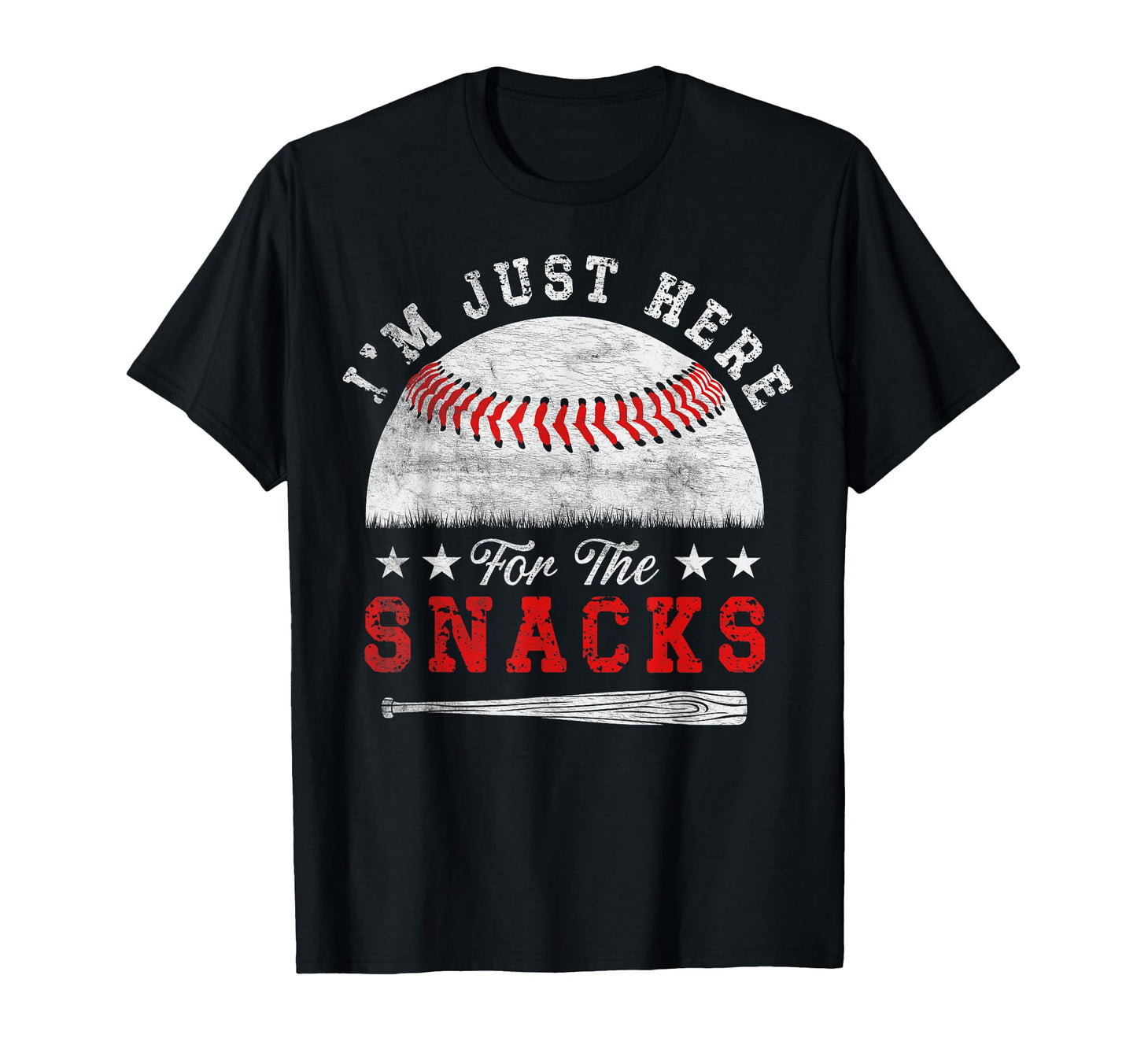 Funny Fantasy Baseball Im Just Here Snacks T-Shirt - Trendy Graphic Unisex - T-Shirt, Sweatshirt, Hoodie