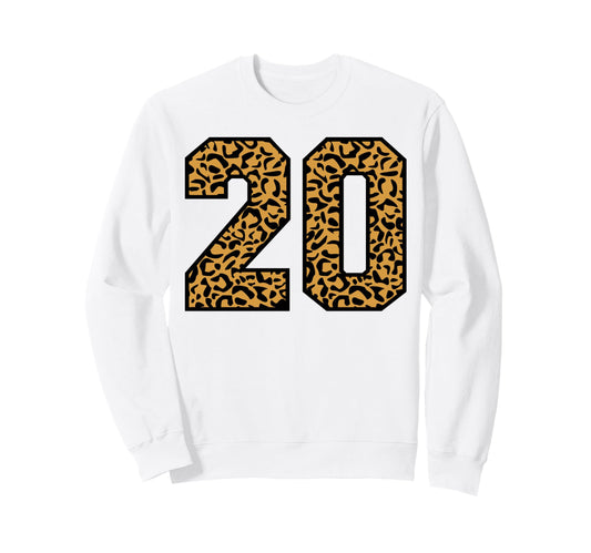 20 Number Leopard Twenty Team Sports Sweatshirt - Unique Graphic Unisex - T-Shirt, Sweatshirt, Hoodie