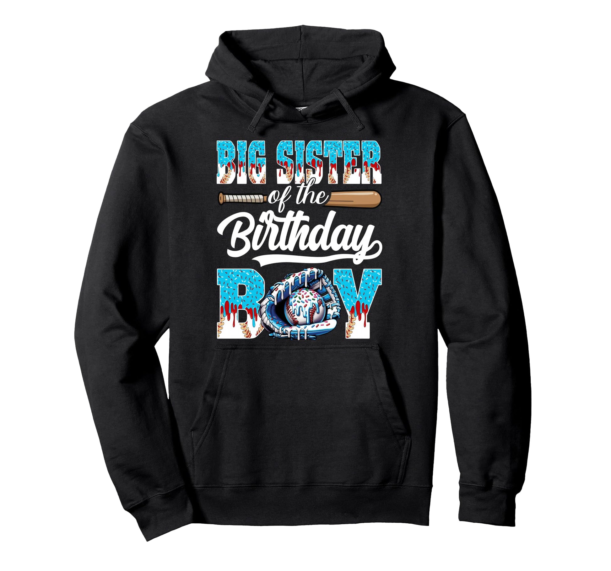 Big Sister Birthday Baseball Ice Cream Hoodie - Custom Art Print Unisex - T-Shirt, Sweatshirt, Hoodie