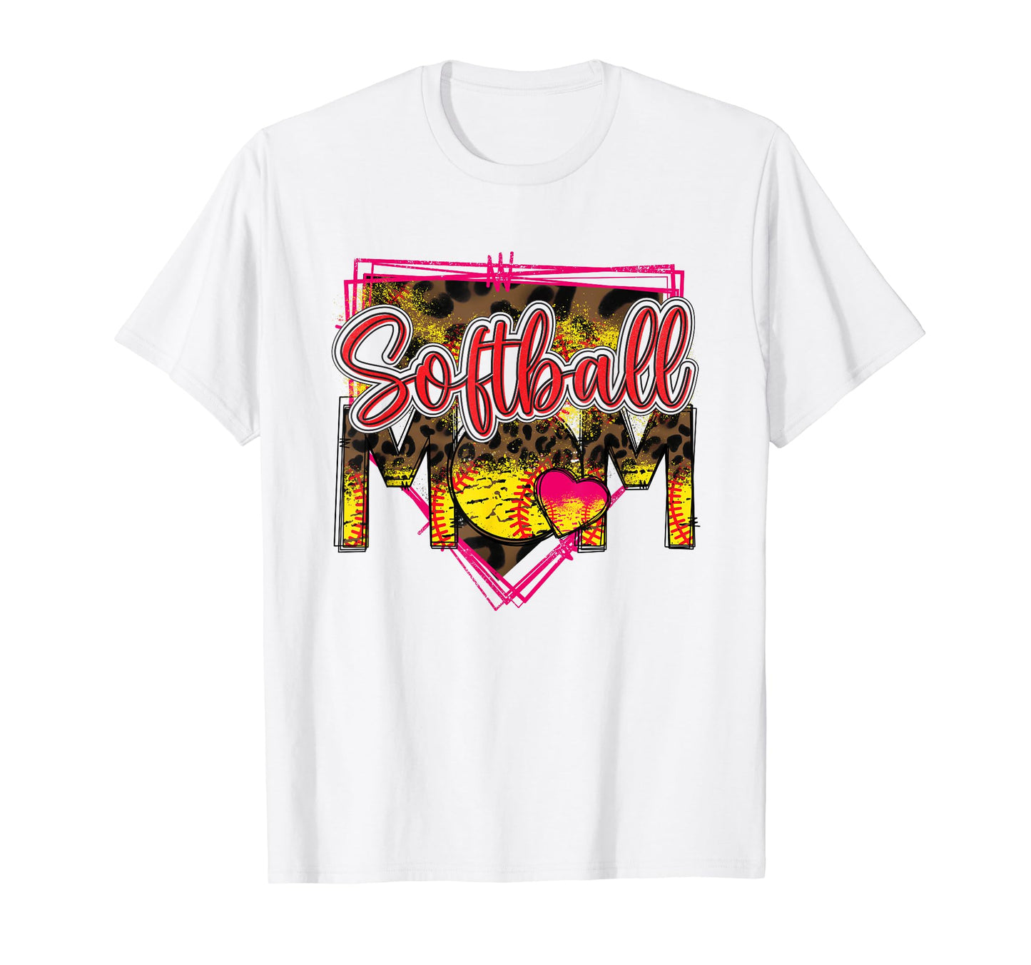 Softball Mom Leopard Funny Softball T-Shirt - Fun Novelty Design Unisex - T-Shirt, Sweatshirt, Hoodie