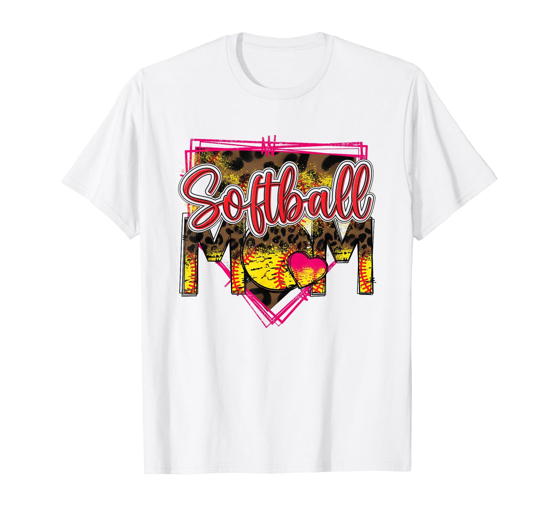 Softball Mom Leopard Funny Softball T-Shirt - Fun Novelty Design Unisex - T-Shirt, Sweatshirt, Hoodie