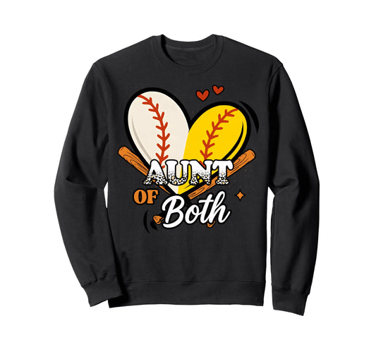 Aunt Both Baseball Softball Game Day Sweatshirt - Graphic Print for Adults - T-Shirt, Sweatshirt, Hoodie