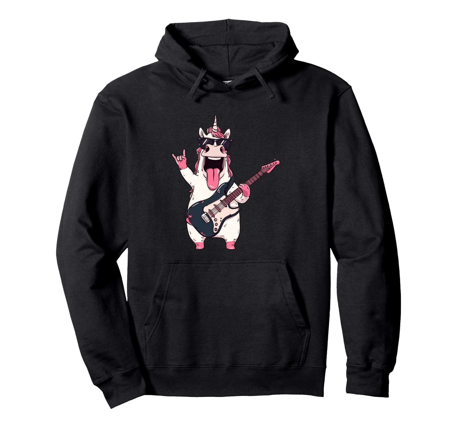 Funny Unicorn Guitar Rock Music Animal Hoodie - Unique Graphic for Adults - T-Shirt, Sweatshirt, Hoodie