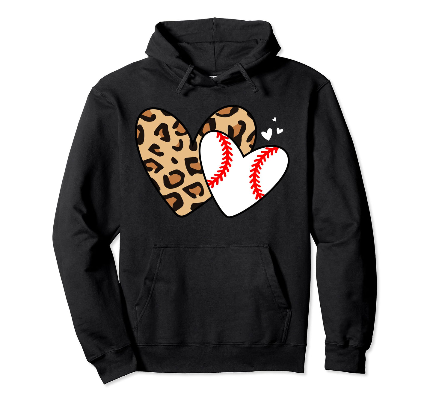 Baseball Heart Leopard Heart Funny Hoodie - Casual Everyday Wear Unisex - T-Shirt, Sweatshirt, Hoodie