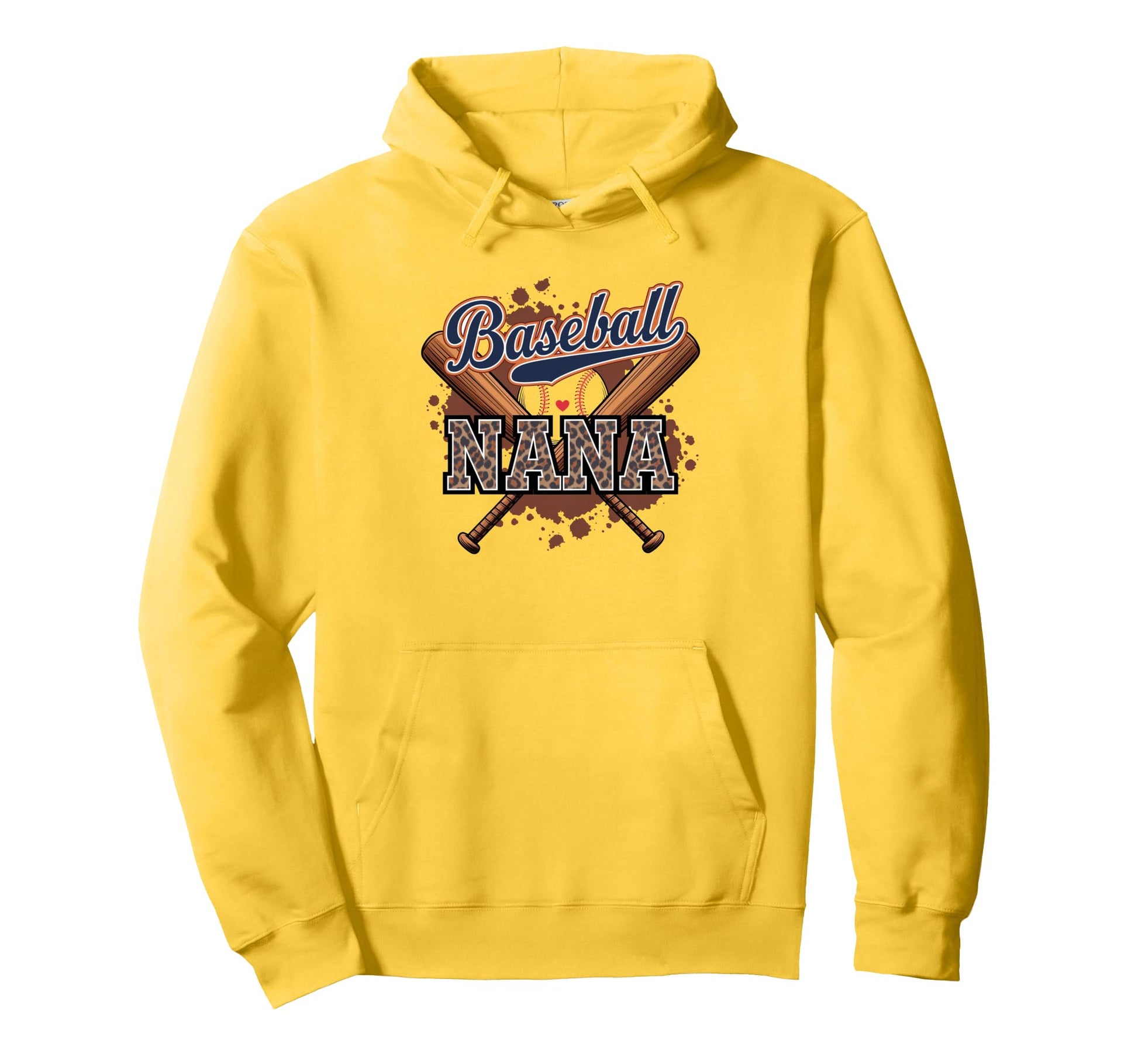 Baseball Nana Heart Leopard Softball Hoodie - Unique Graphic for Adults - T-Shirt, Sweatshirt, Hoodie