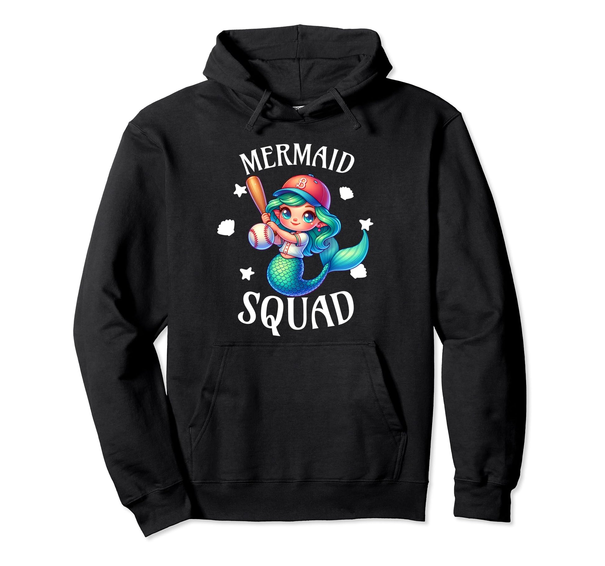 Baseball Mermaid Birthday Squad Hoodie - Casual Everyday Wear for Adults - T-Shirt, Sweatshirt, Hoodie