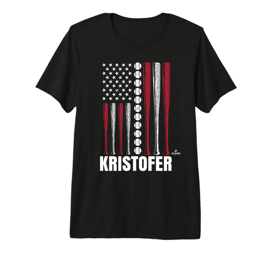 Baseball American Flag Kristofer Bow T-Shirt - Minimalist Print Men Women - T-Shirt, Sweatshirt, Hoodie