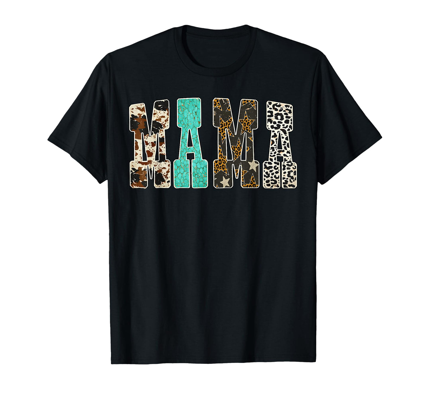 Leopard Cowhide Turquoise Mama T-Shirt - Fun Novelty Design Men Women - T-Shirt, Sweatshirt, Hoodie