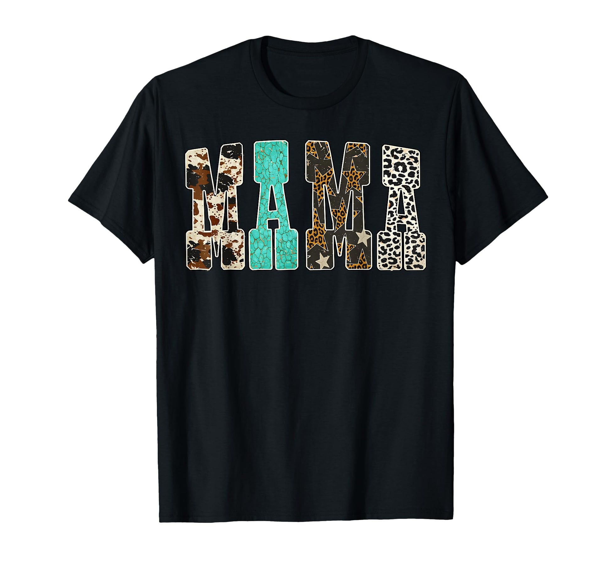Leopard Cowhide Turquoise Mama T-Shirt - Fun Novelty Design Men Women - T-Shirt, Sweatshirt, Hoodie