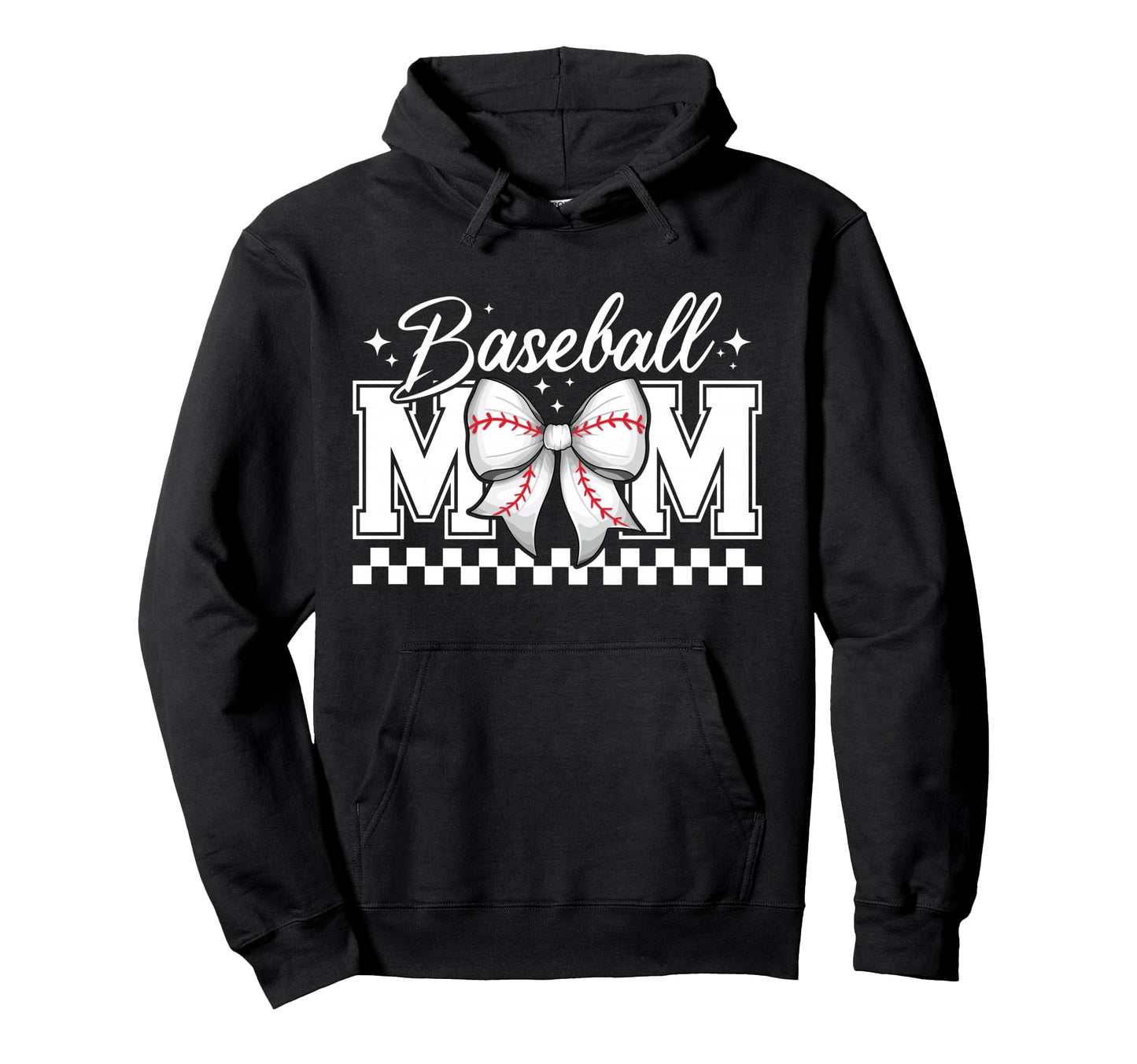 Baseball Mom Coquette Bow Baseball Mom Hoodie - Graphic Print for Adults - T-Shirt, Sweatshirt, Hoodie
