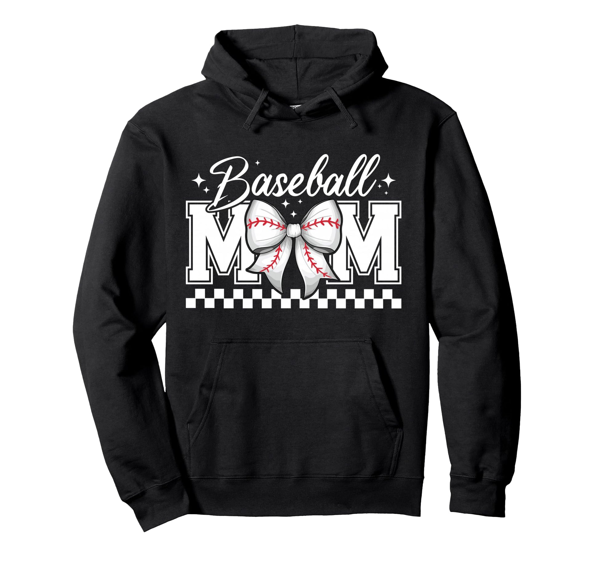 Baseball Mom Coquette Bow Baseball Mom Hoodie - Graphic Print for Adults - T-Shirt, Sweatshirt, Hoodie