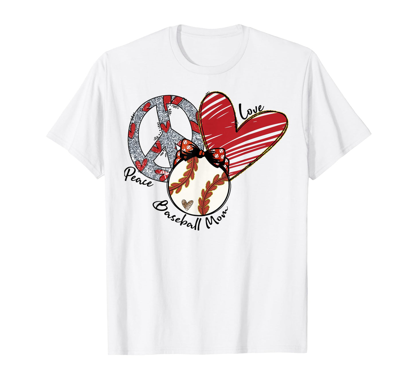 Peace Love Baseball Mom Leopard T-Shirt - Streetwear Style for Adults - T-Shirt, Sweatshirt, Hoodie