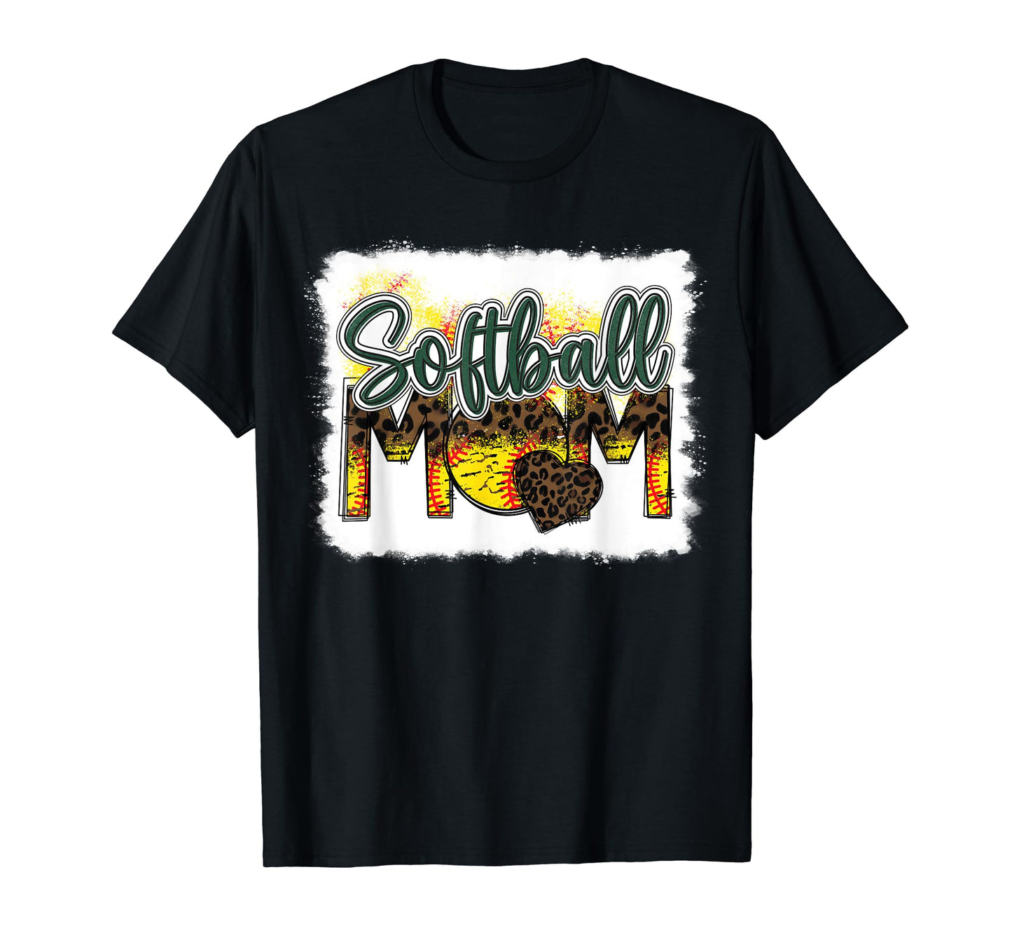 Bleached Softball Mom Leopard Funny T-Shirt - Streetwear Style Unisex - T-Shirt, Sweatshirt, Hoodie